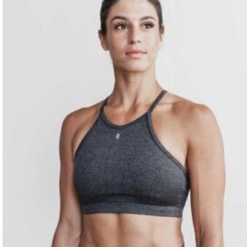 NOBULL Sports Bra Womens Size S Gray Crossback High Neck Medium Support NWT
